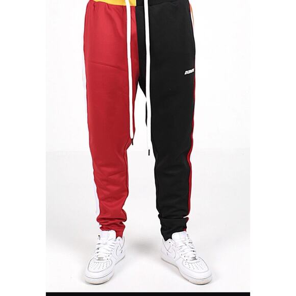Outrank Heat Vs Rockets Track Jogger Pants Red Black & Yellow Size 2XL NWOT - Picture 1 of 9